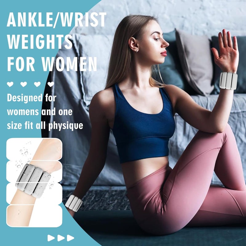 Gallia Wrist Weights, 2Pack Adjustable Wearable Wrist Ankle Weights for Women/Men, Silicone Wrist Bangles for Walking, Yoga, Pilates, and Gym, Arm & Leg Workout, 2lb - Image 5